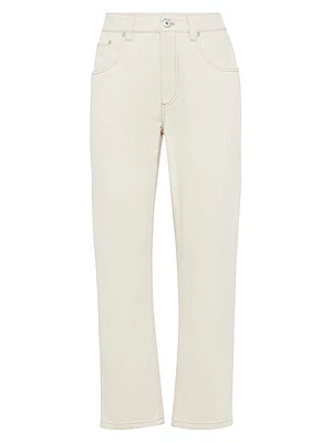 Stretch Dyed Denim Straight Trousers