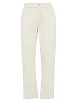 Stretch Dyed Denim Straight Trousers