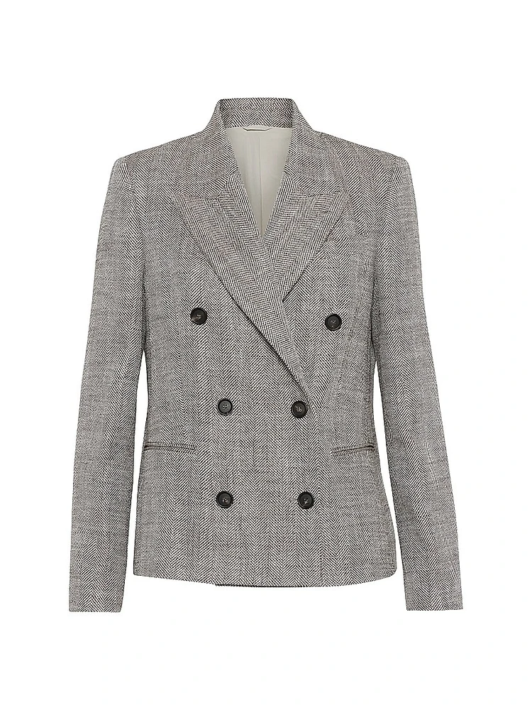 Silk, Linen and Cotton Chevron Blazer