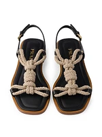 Flat Leather and Cord Sandals