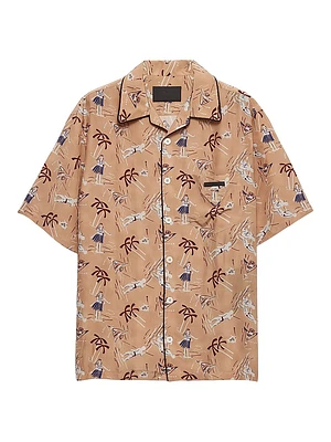 Printed Silk Blend Bowling Shirt