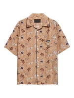 Printed Silk Blend Bowling Shirt