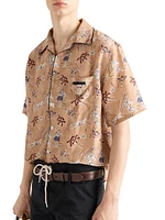 Printed Silk Blend Bowling Shirt