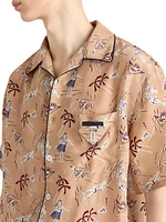 Printed Silk Blend Bowling Shirt