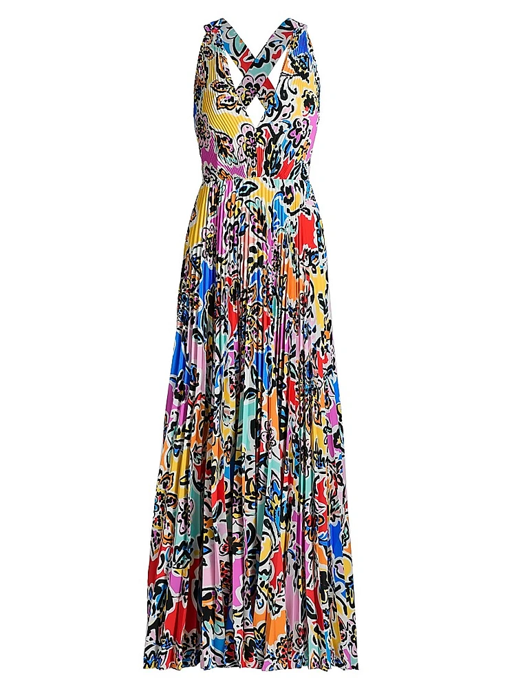 Oria Rainbow Oasis Pleated Dress