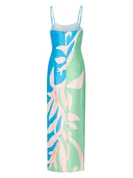Floral Vine Satin Maxi Slipdress