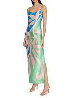Floral Vine Satin Maxi Slipdress