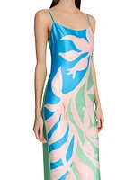 Floral Vine Satin Maxi Slipdress