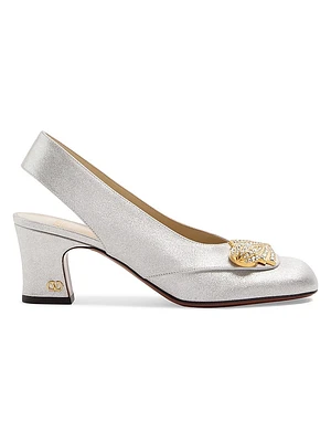 Adamantine 60MM Slingback Pumps Glitter Fabric