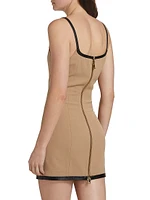 Jettie Leather-Trim Minidress