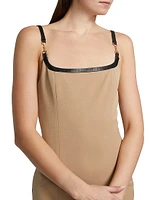 Jettie Leather-Trim Minidress