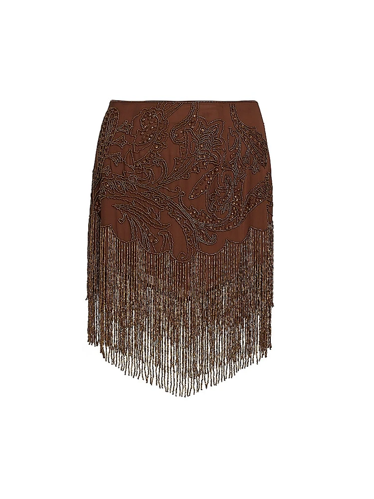 Eulla Embellished Fringe-Trim Miniskirt