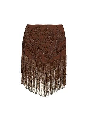 Eulla Embellished Fringe-Trim Miniskirt