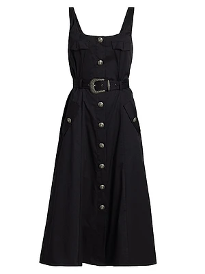 Tazia Belted A-Line Midi-Dress