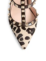 Rockstud Pumps with 100MM Straps Pony-Effect Calfskin