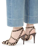 Rockstud Pumps with 100MM Straps Pony-Effect Calfskin