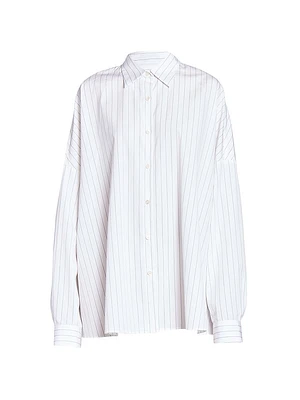 Casia Pinstripe Oversized Cocoon Shirt