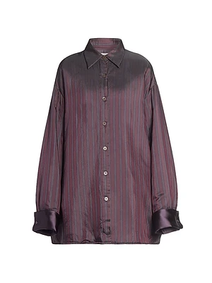 Cartan Striped Satin Oversized Shirt