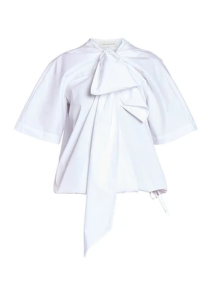 Curbin Cotton Tie-Neck Blouse