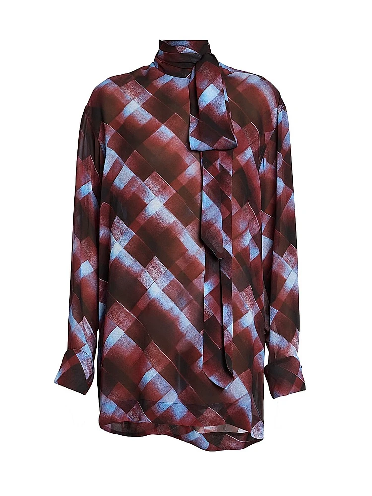 Chaddy Check Scarf Blouse