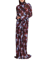 Chaddy Check Scarf Blouse