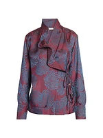 Calberton Ruffled Jacquard Wrap Blouse