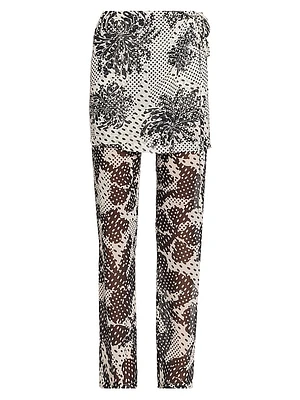 Pritty Skirted Drawstring Silk Pants