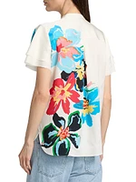 Sable Floral Stretch-Silk Blouse