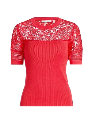 Stephanie Mixed-Media Lace Top