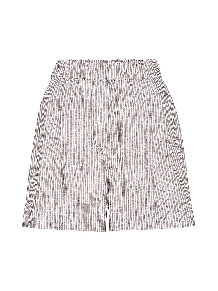 Striped Lightweight Linen Baggy Shorts