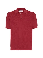 Cotton Wide Rib Knit Polo Shirt