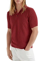 Cotton Wide Rib Knit Polo Shirt