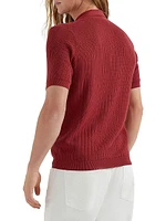 Cotton Wide Rib Knit Polo Shirt