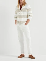 Cotton Wide Rib Knit Polo Shirt