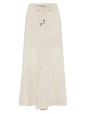 Lightweight Linen Fluid Skirt with Monili