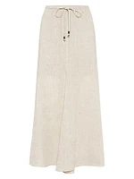 Lightweight Linen Fluid Skirt with Monili