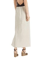Lightweight Linen Fluid Skirt with Monili