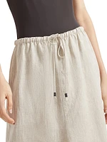 Lightweight Linen Fluid Skirt with Monili