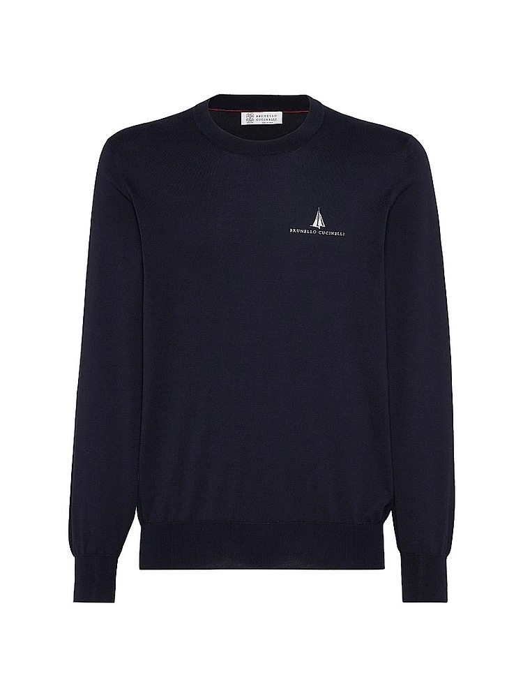 Cotton Lightweight Sweater with Embroidery