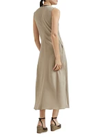 Viscose and Linen Fluid Twill Dress