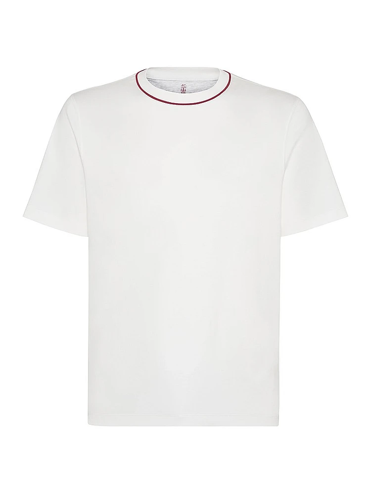 Cotton Jersey T-Shirt with Piping