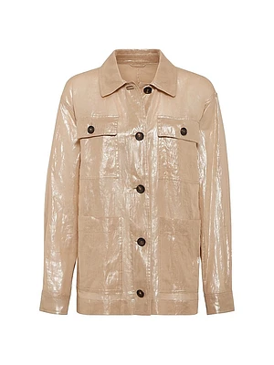 Lamé Cotton Gauze Outerwear Jacket