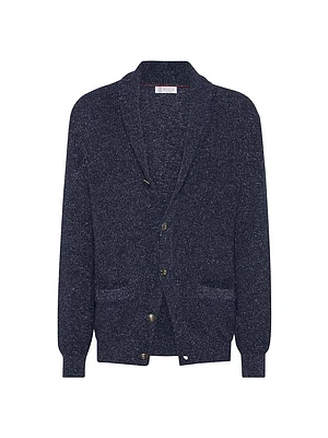 Cotton Blend Half English Rib Chiné Cardigan