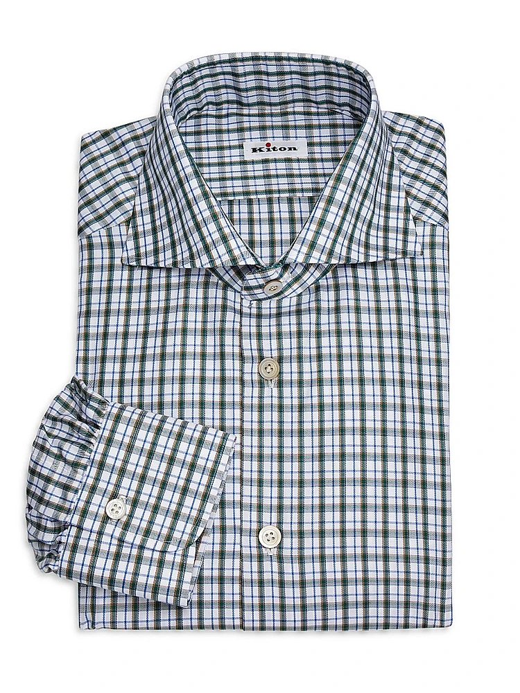 Plaid Cotton Button-Up Shirt