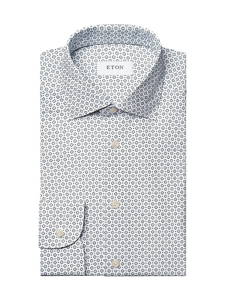 Printed Slim-Fit Dress Shirt
