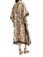 Silk Papyrus Print Pongée Caftan Dress