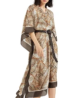 Silk Papyrus Print Pongée Caftan Dress