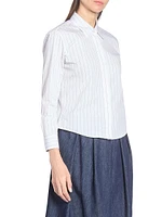 Boxy Mini Striped Cotton Shirt