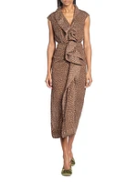 Davylo Polka Dot Ruffle Midi-Dress