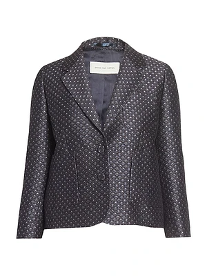 Printed Wool-Blend Jacquard Blazer